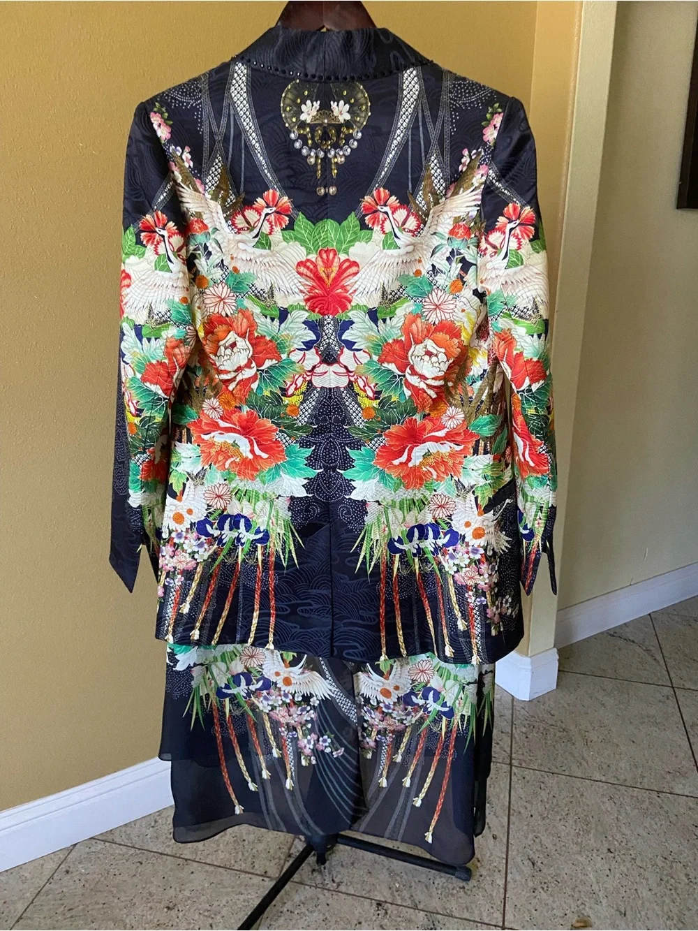 Camilla Navy blue Japanese Patterned Kimono Lined Jacket size S - Picture 3 of 17